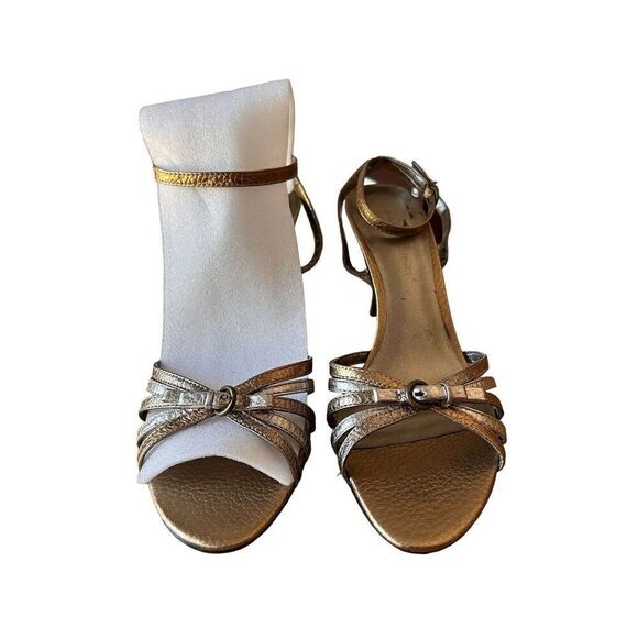 Bandolino -Lala- Bronze Open Toe Leather Pumps With Ankle Steps Women’s Size 10 - Picture 5 of 15